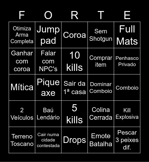 Fortnite Capitulo 5 temporada 1 Bingo Card