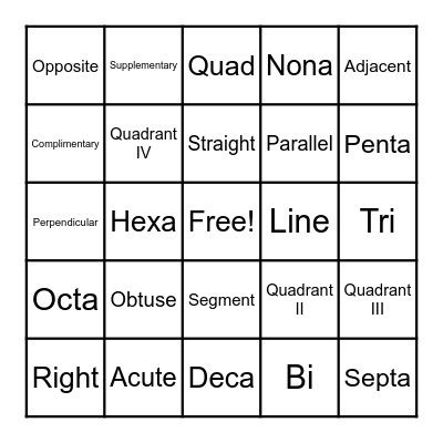 Geometry Basics Bingo Card