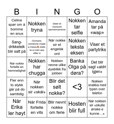 Julebord 2023 Bingo Card