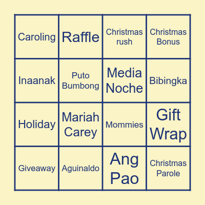 Holiday Bingo Card
