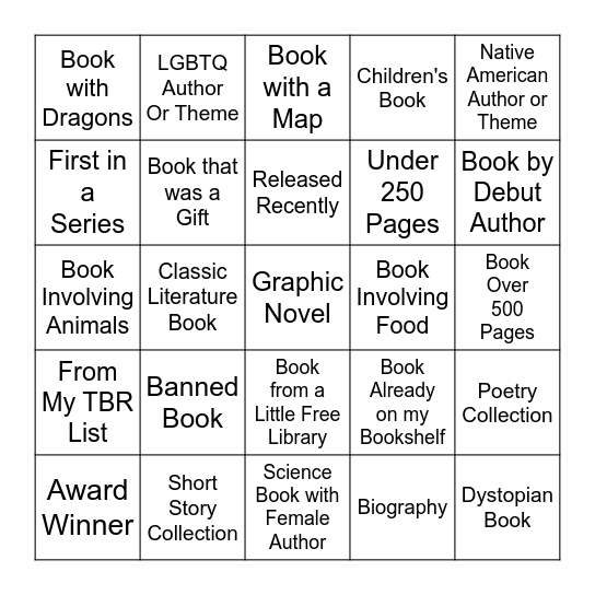 2024 Reading Bingo Card