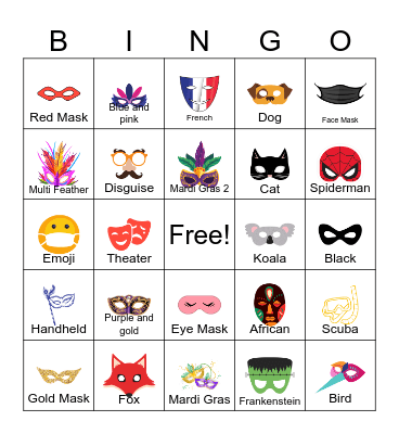 Mask Bingo Card