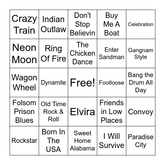 Welcome Back Music Bingo Card