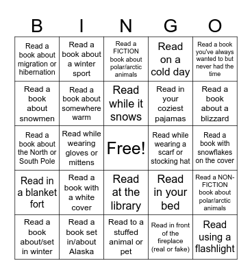 Winter Reading BINGO Card