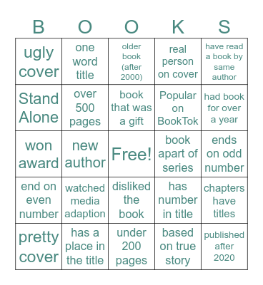 TBR Prompts Bingo Card