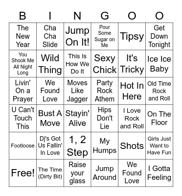 New Years Eve Party Jams! Bingo Card