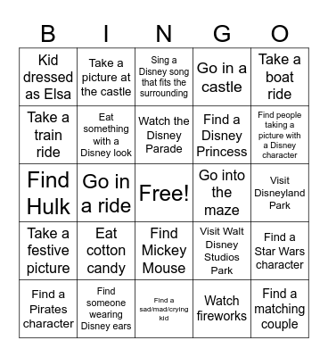 Disney Paris Simon 2023 Bingo Card