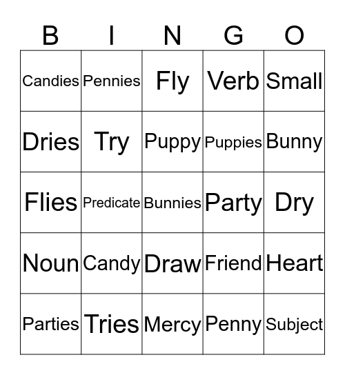 Spelling List 27 Bingo Card