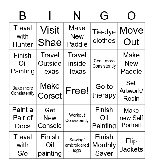 2024 Goal Bingo Card