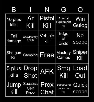COD bingo Card