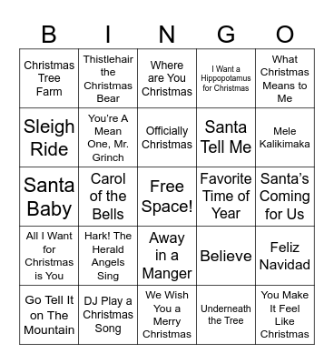 Camp Villages Musical Bingo Card