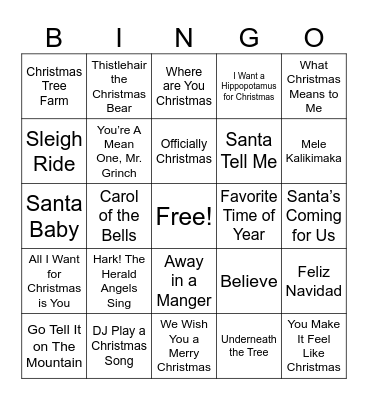 Camp Villages Musical Bingo Card