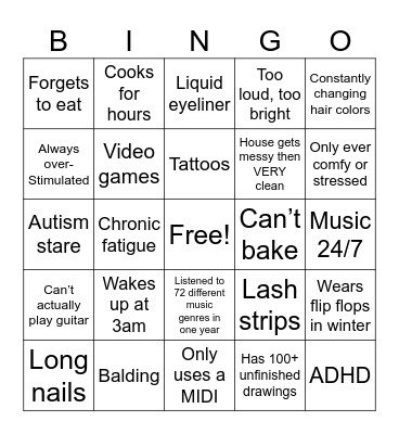 Sam’s Bingo Card
