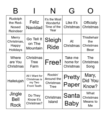 Camp Villages Musical Bingo Card