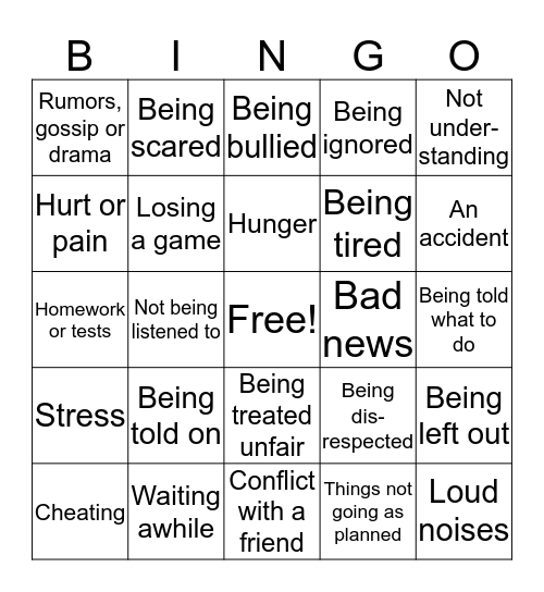 What pushes your buttons? BINGO Card