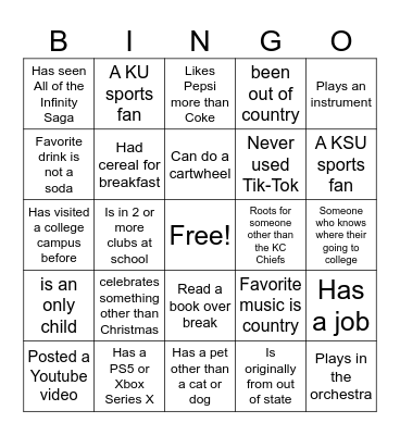 Find someone who Bingo Card