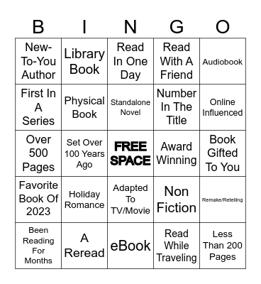 Bookish Bingo Card