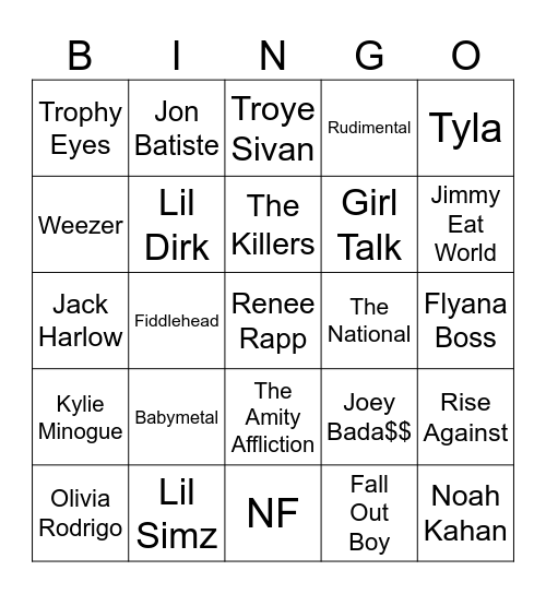 Coachella 2024 Bingo Card