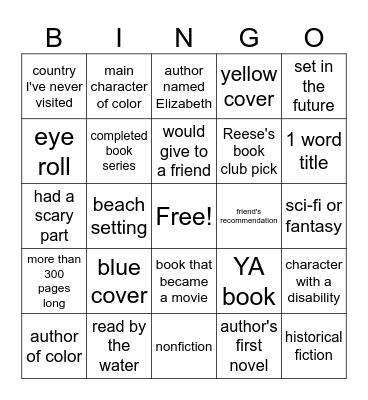 Book BINGO 2024 Bingo Card