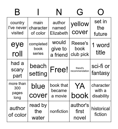 Book BINGO 2024 Bingo Card