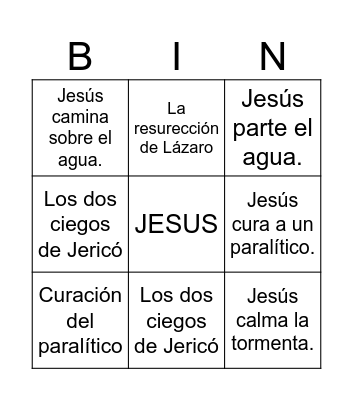 El Bingo de los Milagros Bingo Card