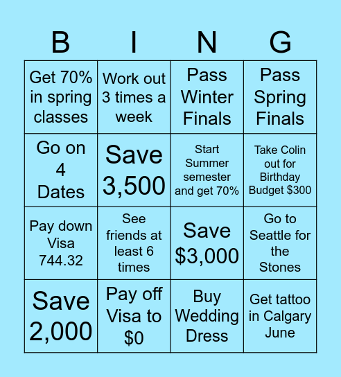 Q2 Goals Bingo Card