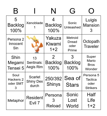 2024 Videospiel Bingo Card