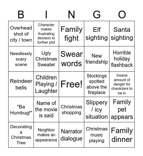 Classic Christmas Movies Bingo Card