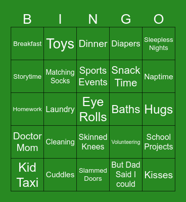 Motherhood Bingo Card