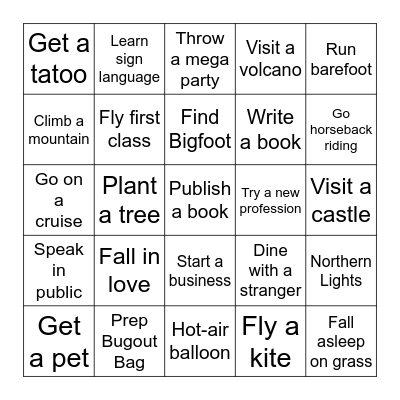Top Things to do Before You Expire Bingo Card