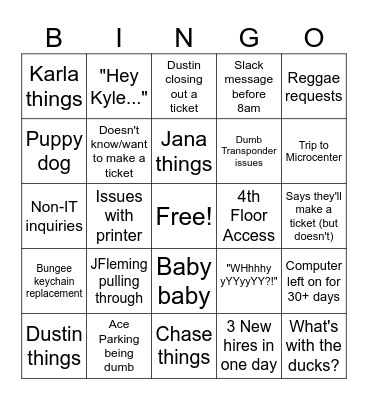 IT Bingo Card