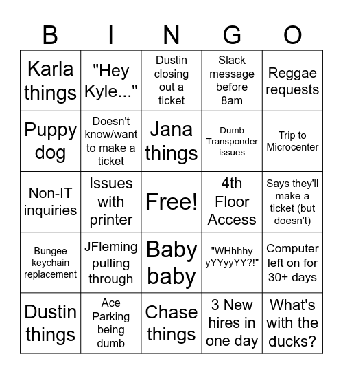 IT Bingo Card