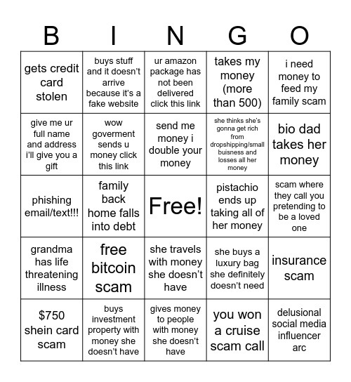 things that will happen to my mom Bingo Card