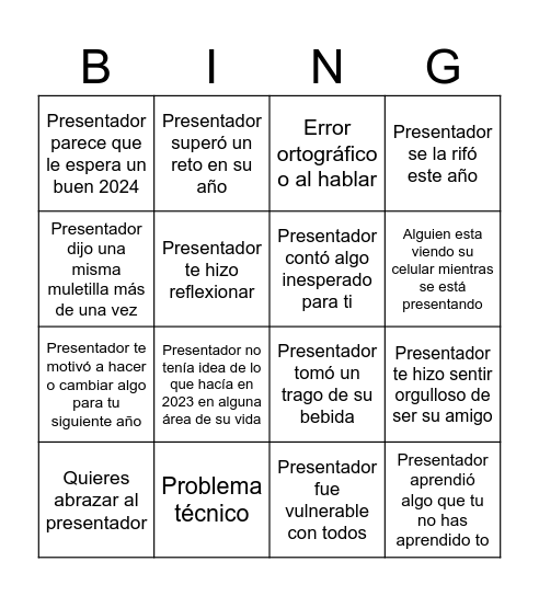 Untitled Bingo Card