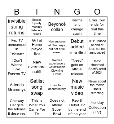 TS 2024 Bingo Card