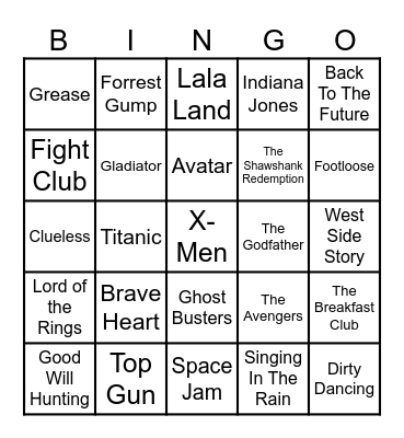 Popular Movies Bingo Card