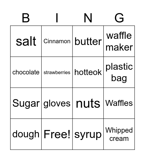Waffles Bingo Card