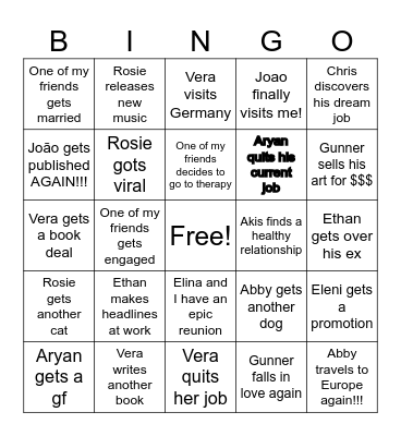 2024 BINGO: Friends Edition Bingo Card