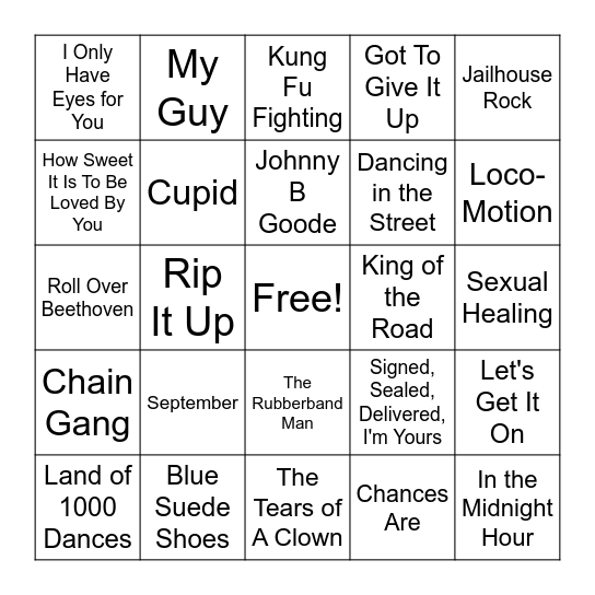 Original Oldies Bingo Card