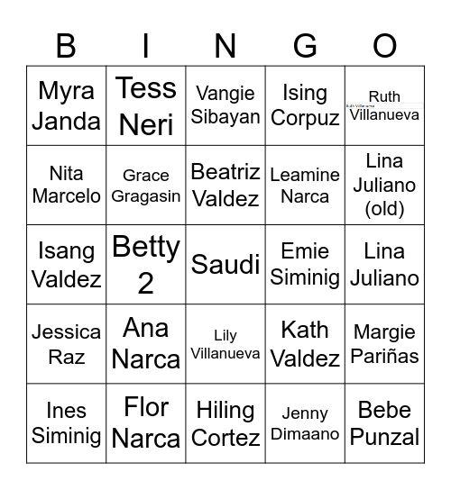 Purok Saudi Bingo Card