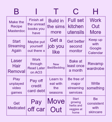 2024 Goals Bingo Card