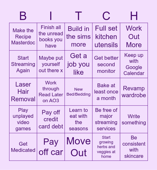 2024 Goals Bingo Card