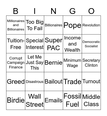 Bernie Bingo Card