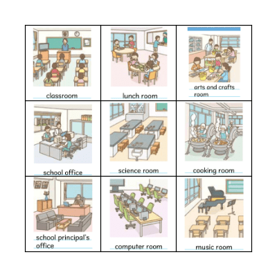 School Rooms Bingo Card
