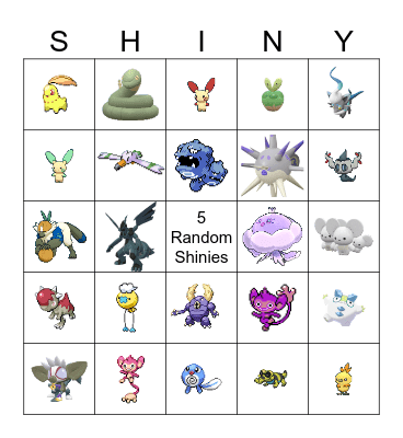Shiny Pokemon 2024 Bingo Card