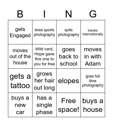 2024 Hope Bingo Card