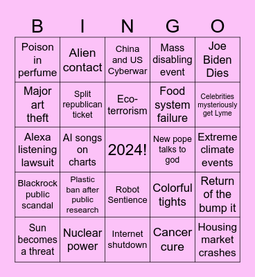 D’s 2024 Predictions Bingo Card