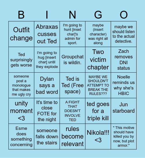 FOTE: Chapter Two Bingo Card