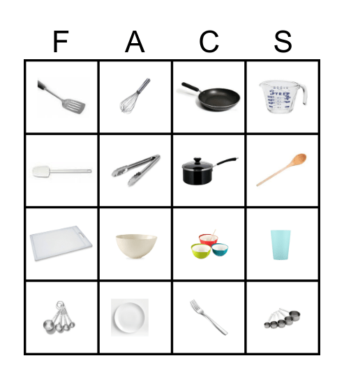 Kitchen Equipment Bingo Card