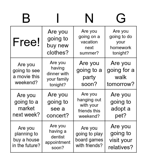Are you ... ? Bingo Card